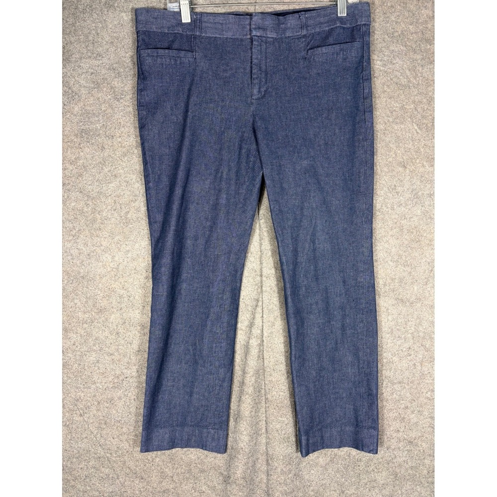 Banana Republic Sloan Pants Blue White Micro Texture Slim Ankle Trousers Size 12